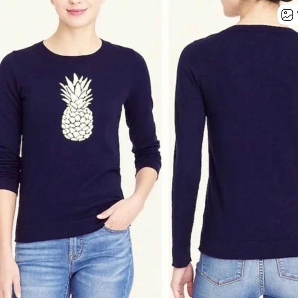 J Crew Factory Navy Pineapple Sweater